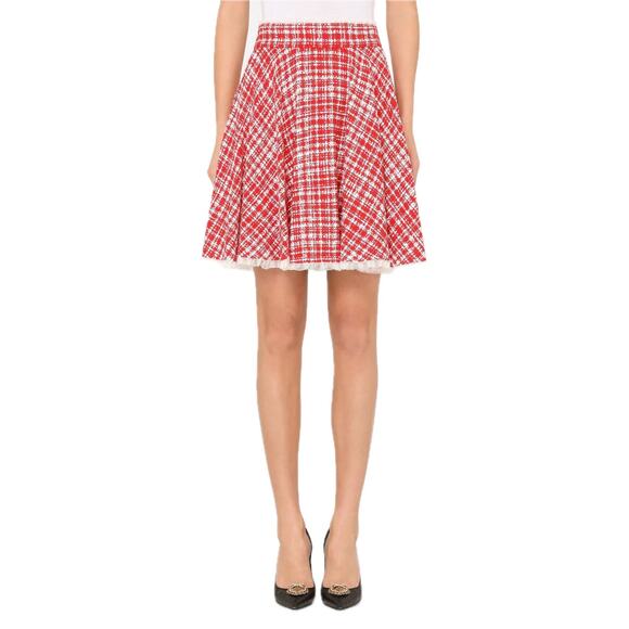 NWT Dolce & Gabbana Red White Tweed Circle Mini Skirt IT 38 US XS - Picture 5 of 12